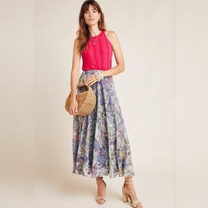 NWT $150 Anthropologie Maeve Miele Floral Midi Skirt Size 0